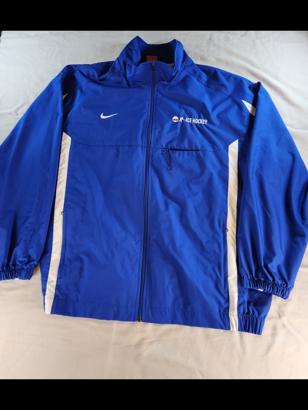 Nike Team NCAA Ice Hockey Blue/White Full-Zip Windbreaker Jacket Men's Size XL
